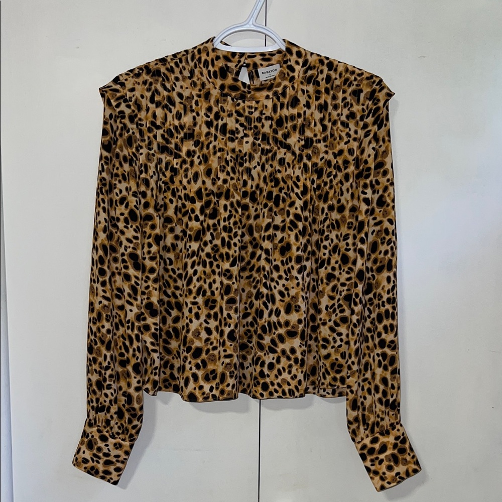 Babaton Animal Print Long Sleeve Blouse